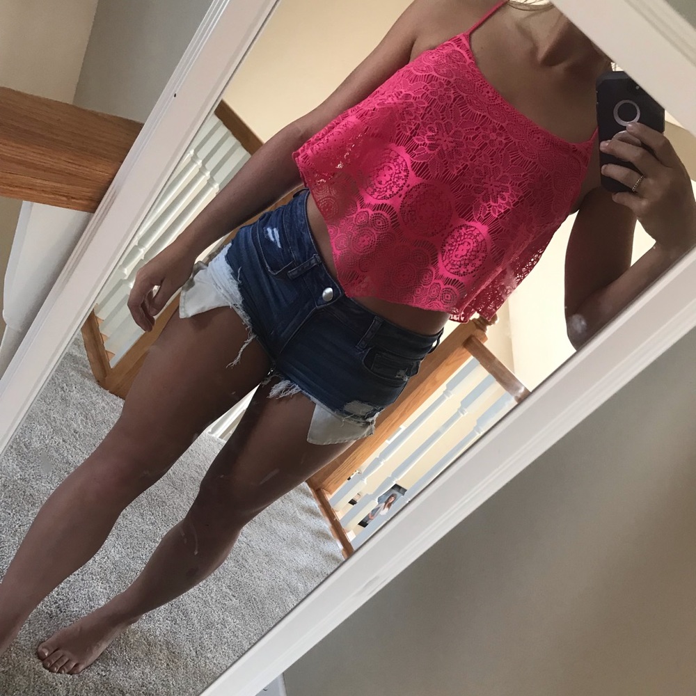 Pink Charolette Russe Crop Top